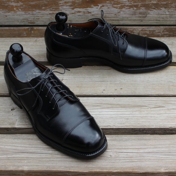 Vintage the Hartt Shoe Black Cap Toe Gunboat Derby - Picture 1 of 14